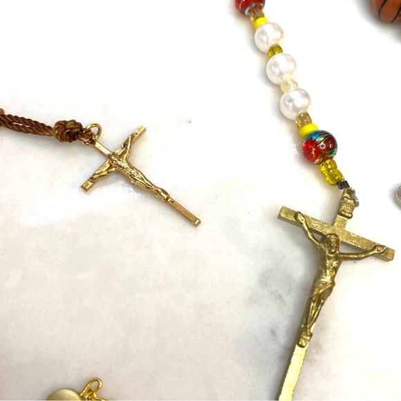 5 pc lot Rosary Prayer beads with Saints and Crosses and Basketball ! rosaries - Picture 4 of 8